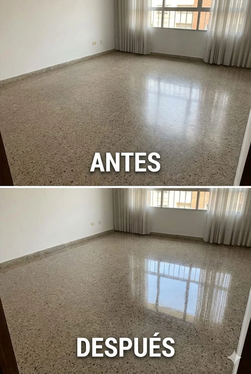 Antes y después mantenimiento de pisos de mármol